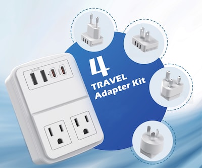LAX USB PD 20W Travel Adapter 2-Outlet 4-USB Surge Protector, White (INTSG2W)