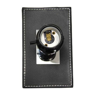 Lalia Home Lexington Leather Base 21" LED Table Lamp with USB Charging Port, Black Faux Leather (LHT-3012-BK)