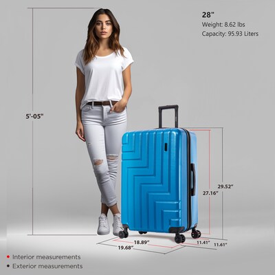 DUKAP Zahav 29.52" Hardside Suitcase, 4-Wheeled Spinner, Teal (DKZAH00L-TEA)