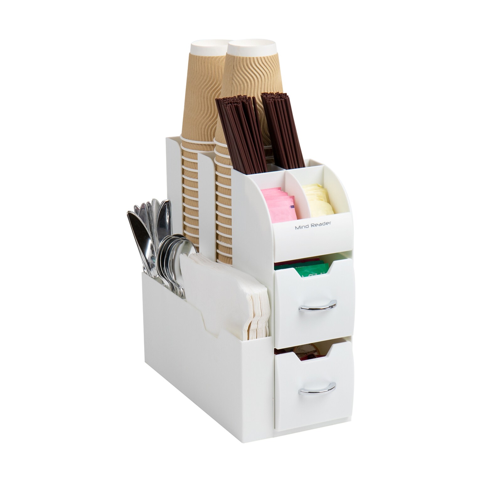 Mind Reader Organizer Coffee Condiment Organizer, White (CAD01-WHT)