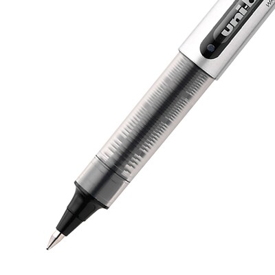 Uni-Ball Air Porous Rollerball Pen, Medium 0.7 mm, Black Ink/Barrel, Dozen