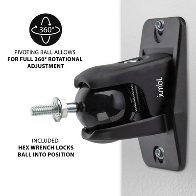 Jumbl ProGrip Ultra Stainless Steel Speaker Wall Mount Brackets, Black, 2/Set (SINSB7B)