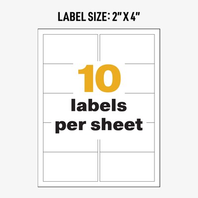 Avery UltraDuty Waterproof Laser GHS Chemical Labels, 2" x 4", White, 500 Labels/Box (60505)