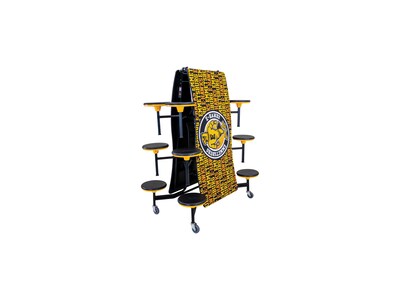 AmTab Ocean Waves Mobile Cafeteria Table w/ 12 Stools, 35" x 121", Assorted Colors (MSOWT1012)