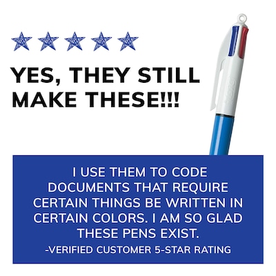 BIC 4-Color Retractable Ballpoint Pens, Medium Point, 1.4mm, Assorted Ink, 3/Pack (MMP31-AST)
