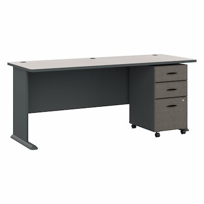 Bush Business Furniture Cubix 72W Desk with Mobile File Cabinet, Slate/White Spectrum (SRA013SLSU)