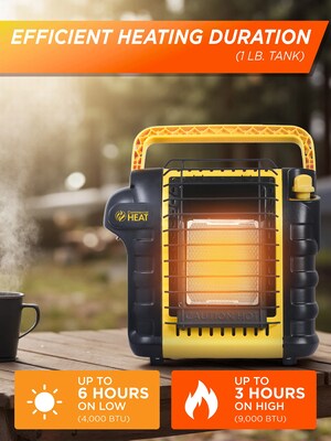 Commercial Heat 9000 BTU Portable Outdoor Radiant Propane Patio Heater, Yellow (CHP9000Y)