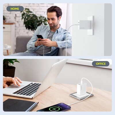 Delton Overtime USB-A/USB-C Wall Charger, 20W, White (DH2USB2A)