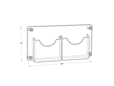 Azar Brochure Holder, 8.5 x 11, Horizontal, Wall Mounted, Silver Acrylic (105586)