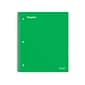 Staples Premium 1-Subject Notebook, 8" x 10.5", Wide Ruled, 100 Sheets, Green (TR51452)