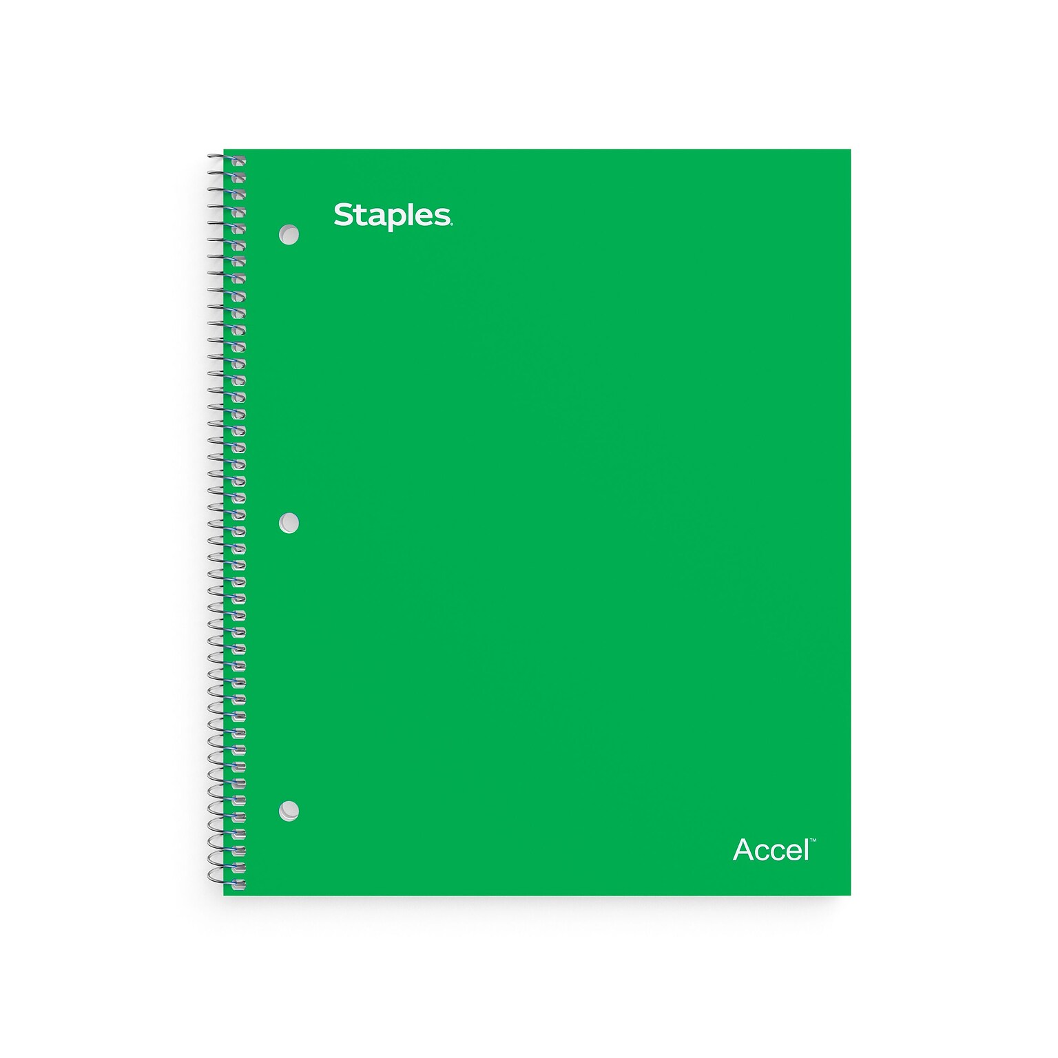Staples Premium Poly 1-Subject Notebook, 8 x 10.5, Wide Ruled, 100 Sheets, Green (TR51452)