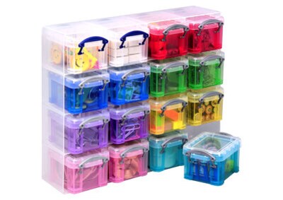 Really Useful Box 0.14 Quart Storage Container with Latching Lid, Plastic, Assorted Colors, Each (0.14 MIXED COLS)