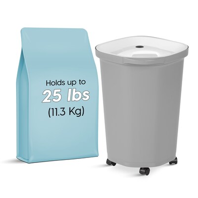 Iris 30 Quart Airtight Dog & Cat Food Container with Lid, Plastic, Elephant Gray (500313)