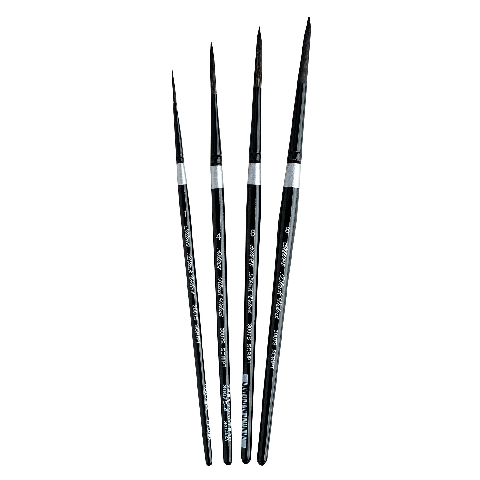 Silver Brush Black Velvet Liner Brushes, 4/Pack (SLVBV3053)