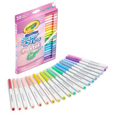 Crayola Supertips Pastel Washable Water Based Kids Marker, Assorted Colors, 20/Pack, 6 Packs/Bundle (BIN587516-6)