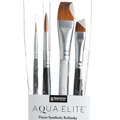 Princeton Aqua Elite Watercolor Synthetic Brush Set, 4/Pack (PBXP4850SET400)