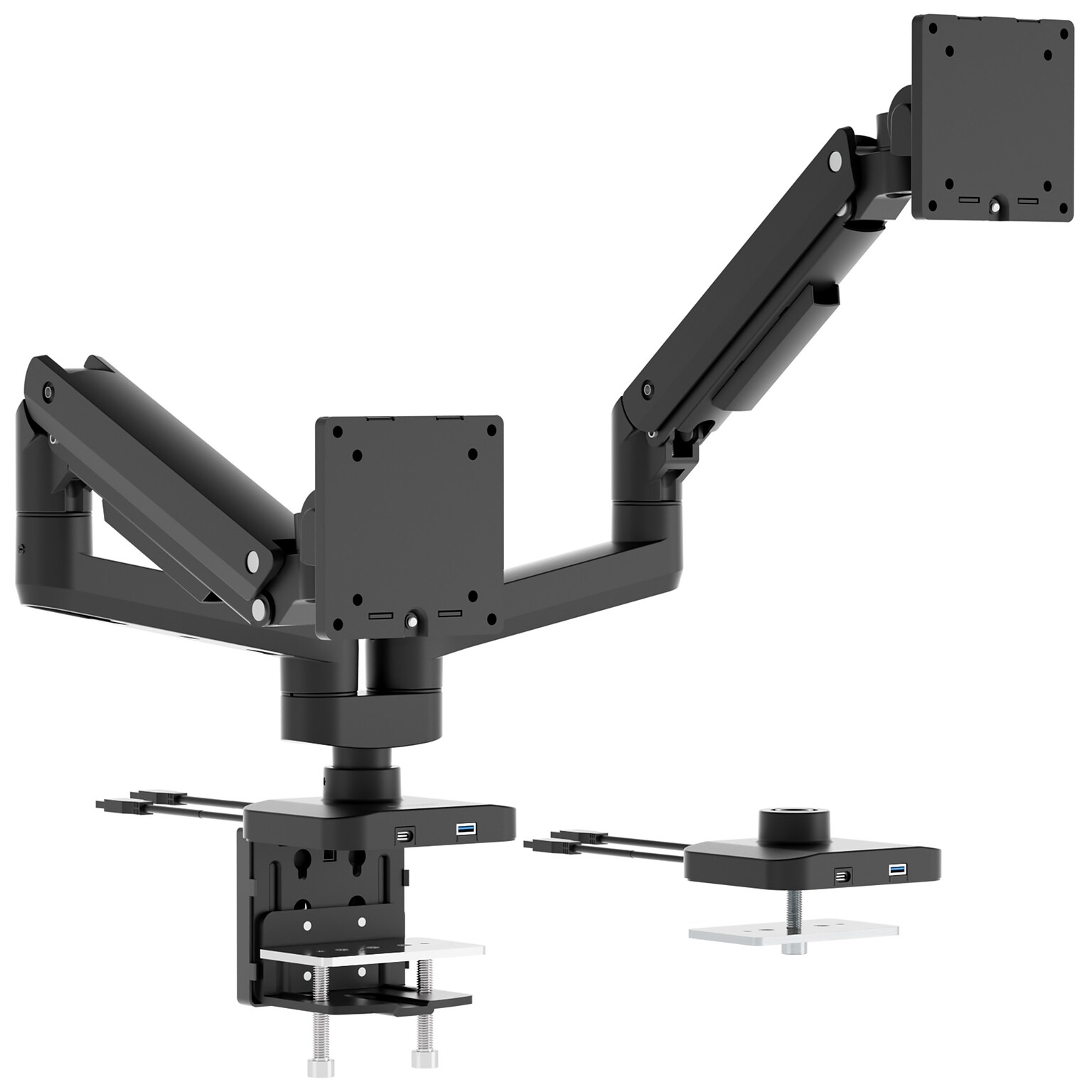 Mount-It! ProFlex Adjustable Heavy-Duty Dual Monitor Mount with Gas Spring Arms, Fits 17–35 Screens, Matte Black