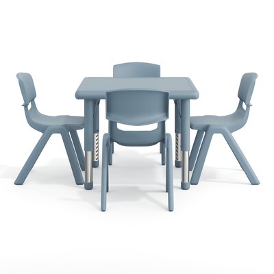 Flash Furniture Emmy Square Activity Table Set, 24" x 24", Height Adjustable, Dusty Blue (YCX232SQRTBDTBE)