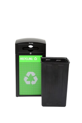 Alpine Industries GS Series Steel Trash Can & Recycling Bin Combo, 40 Gallon, Green (ALP471-40-GS-M)
