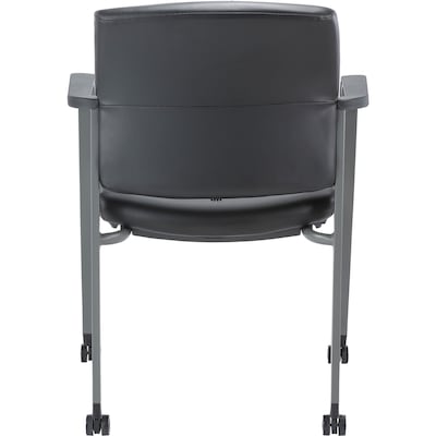 Lorell Healthcare Upholstery Vinyl Guest Chair with Casters, Black (LLR30951)