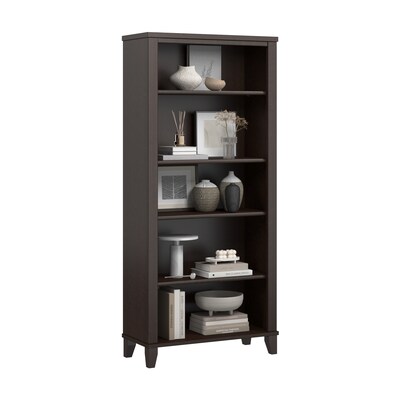 Bush Furniture Somerset 65" 5-Shelf Bookcase with Adjustable Shelves, Mocha Cherry Laminate (WC81865)