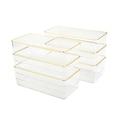 Martha Stewart Kerry Plastic Stackable Office Desk Drawer Organizer, Clear/Gold, 6/Set (BEPB9051G6CG