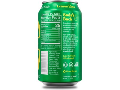 Poppi Prebiotic Lemon-Lime Soda, 12 fl. oz., 12 Cans/Case (XNA71034)