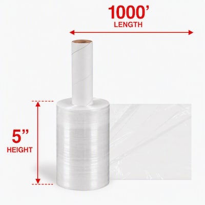 Quill Brand® 5" x 1000' 80 Gauge Cast Stretch Wrap, Clear, 12/Carton (ST5180)