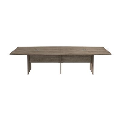 Bush Business Furniture 120W x 48D Boat Shaped Conference Table with Wood Base, Modern Hickory (99TB