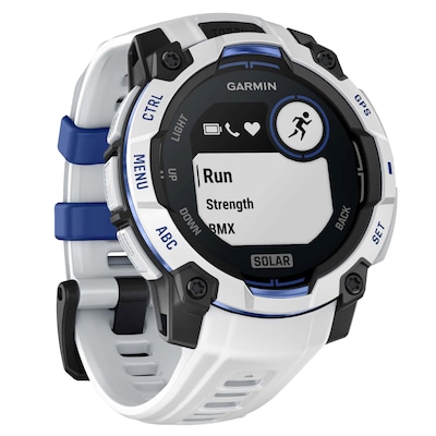 Garmin Instinct 3 Smartwatch, GPS, 45mm, Whitestone & Bolt Blue Silicone Band (010-02934-03)