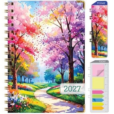 2027 Excello Brands 6 x 8 Weekly & Monthly Standard Planner, Paperboard Cover, Watercolor Tree (FSHN-CY27-58-43)