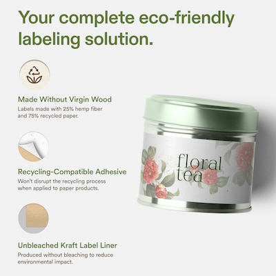 Avery Hemp Rectangle Laser/Inkjet Multipurpose Labels, 2-1/4" x 7-3/4", Off-White (160/Box)