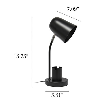 Simple Designs Sleek Essentials LED Desk Lamp, 15.75", Black Metal (LT2128-BLK)