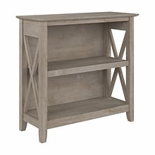 Bush Furniture Key West 30H 2-Shelf Bookcase with Adjustable Shelf, Washed Gray (KWB124WG-03)