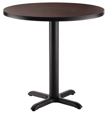 NPS CT Series 36" Round 30" Height Cafe Table, X Base, Black Frame/Mahogany Top (CT13636XDPBTMMY)
