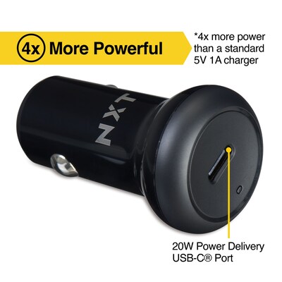 NXT Technologies™ Universal USB-C Car Charger, Black (NX60450)