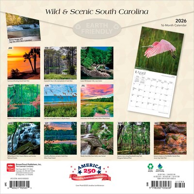 2026 BrownTrout South Carolina Wild & Scenic 12 x 12 Monthly Wall Calendar (9798330705658)