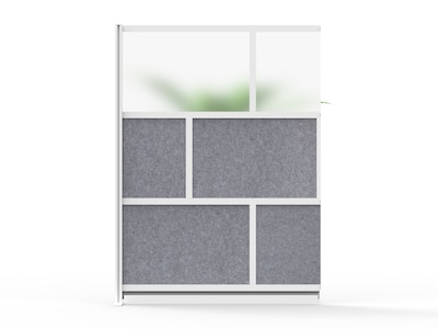 Luxor Modular Room Divider Add-On Wall, 70H x 53W, Gray/Frosted PET/Acrylic (MW-5370-XFCG)