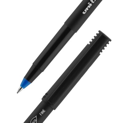 uni-ball Onyx Rollerball Pens, Fine Point, 0.7mm, Blue Ink, Dozen (60145)
