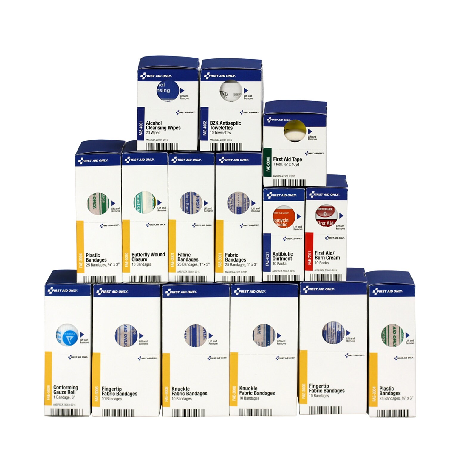 SmartCompliance 25 Person First Aid Cabinet Refill Kit for 1001-FAE-0103, 15 Refill Boxes, 132 Pieces (700001)