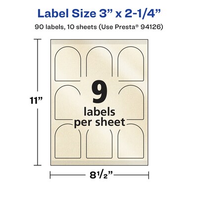 Avery Pearlized Ivory Decorative Edge Multipurpose Labels, 3" x 2.25", Ivory, 90/Pack (94126)
