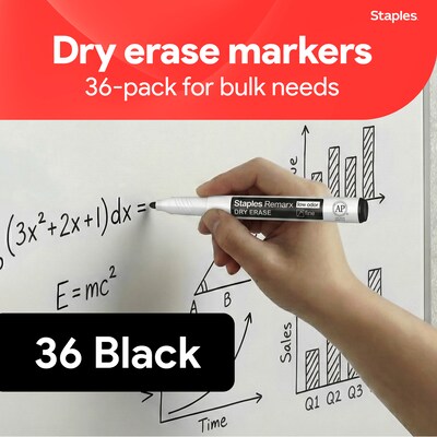 Staples Remarx Dry Erase Marker, Fine Tip, Black, 36/Pack (ST62931)