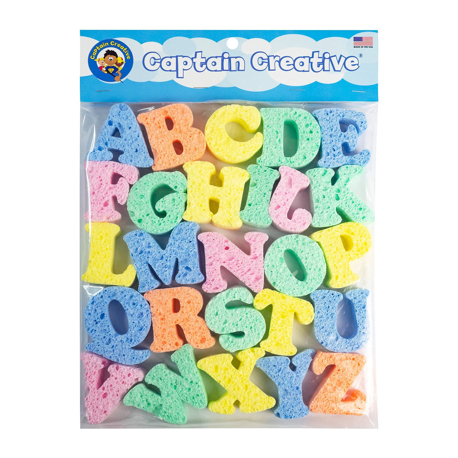 Captain Creative Super Sponges, Uppercase Alphabet, 2, Assorted Colors, 26/Set (APISS18002)
