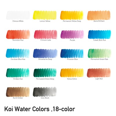 Sakura Koi Watercolor Paint, Assorted Colors, 18 Colors/Set (SAKXNCW18N)