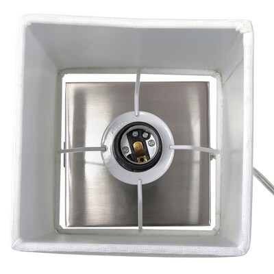 Simple Designs Petite Stick Lamp with USB Charging Port and Fabric Shade, White (LT1087-WHT)