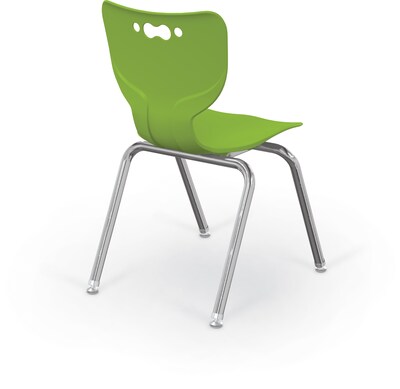 MooreCo 18 Hierarchy Student Chair with 4 Legs, Green/Chrome Base (703673611084)