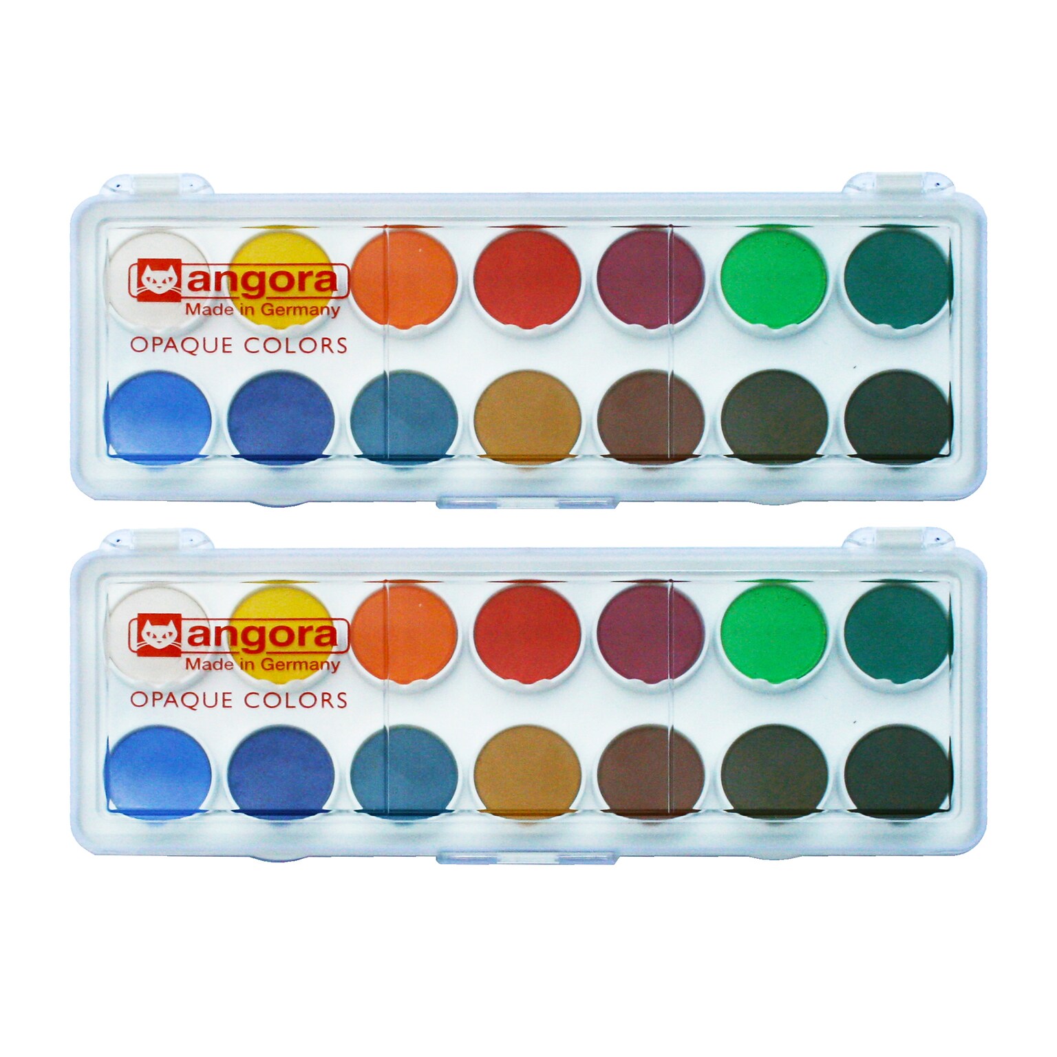 Talens Angora Opaque Watercolor General Set Per Set, Assorted Colors, 14-Pan, 2 Sets/Bundle (AGR95960112-2)