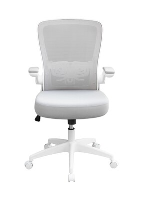 Boss Flip Arm Ergonomic Mesh/Fabric Swivel Task Chair, Gray/White (B6366WT-GY)