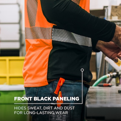 GloWear 8294BK High Visibility Short Sleeve Black Bottom T-Shirt, ANSI Type R Class 2, Orange, 4XL (22288)