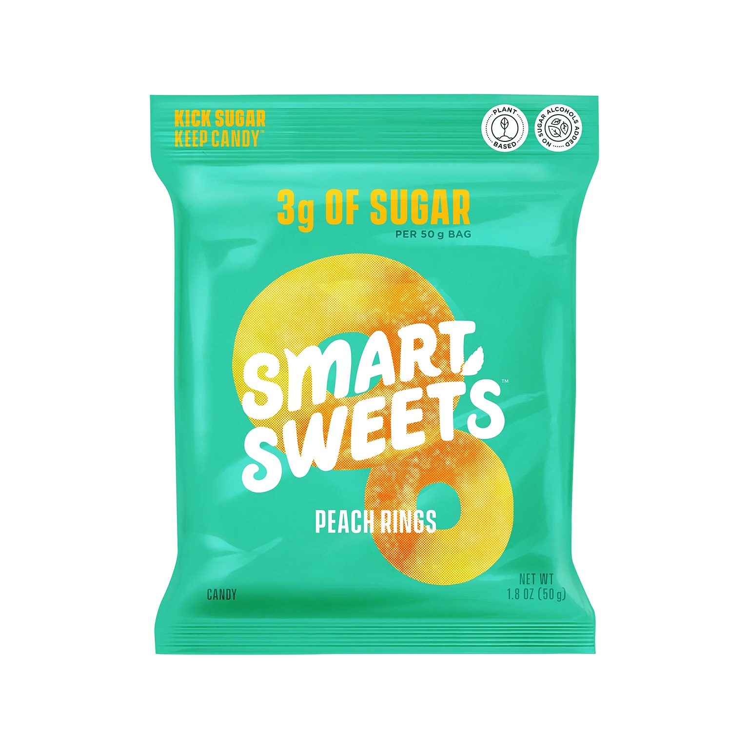 Smart Sweets Peach Rings Candy, 1.8 oz., 12 Bag/Box (20054)